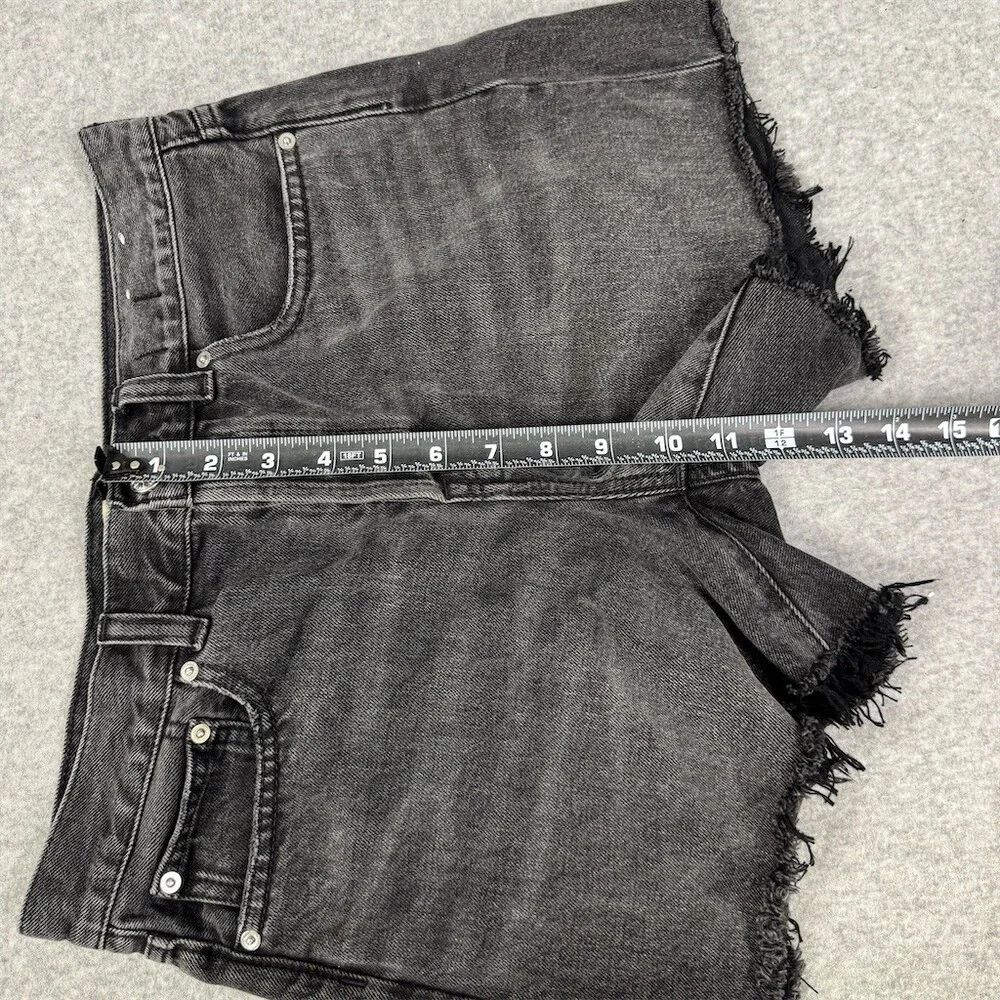 Madewell “The Brynn Long Short” Denim Womens Size 26 Black High Rise Raw Hem